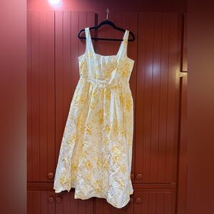 Wayf Yellow and White Floral Midi Dress